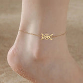 Triple Moon Wiccan Anklet Bracelet Crescent Moon Pentagram